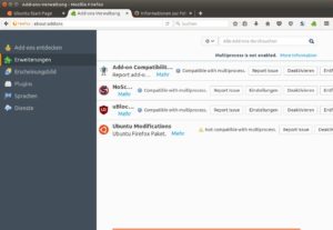 Abbildung 3: Ubuntu-User müssen für den Multiprozess-Firefox das Addon <span class="ui-element">Ubuntu Modifications</span> von Hand deaktivieren.