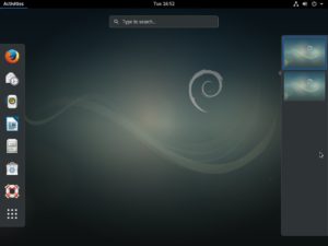 Abbildung 4: Als Standard-Desktop für Debian 9 dient Gnome 3.22.