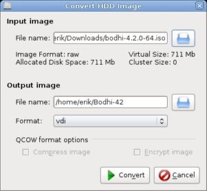 Abbildung 5: Bei Bedarf überführen Sie Images ins passende Format für Virtualbox.
