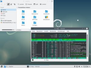 Abbildung 5: KDE Plasma 5.8 verbraucht nach dem Start rund 700 MByte Hauptspeicher.