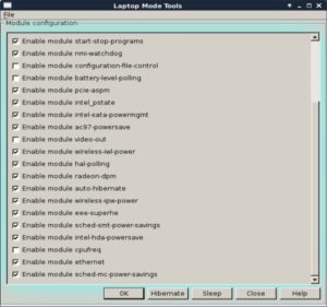 Abbildung 6: Die grafische Oberfläche der <span class="ui-element">Laptop Mode Tools</span>.