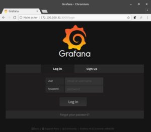 Abbildung 10: Grafana präsentiert schon kurz nach der Installation eine Login-Maske.