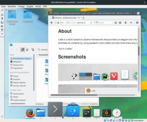 Abbildung 2: Das Latte-Dock unten; links das KDE-Panel nur mit Systemtray und ohne Leiste f&uuml;r die ge&ouml;ffneten Fenster. 