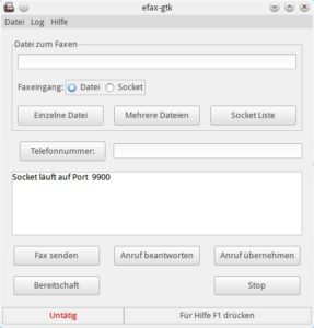 Abbildung 2: Einfach, aber sofort zu begreifen: das Hauptfenster von Efax-gtk. 