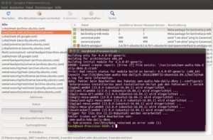 Abbildung 3: Die Paketverwaltung bleibt beim Bauen des von Dell bereitgestellten Kernel-Moduls <span class="ui-element">oem-audio-hda-daily-dkms</span> h&auml;ngen. 