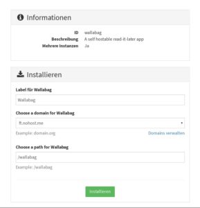 Abbildung 4: F&uuml;r den Test fiel die Wahl unter anderem auf Wallabag, wobei das Paket aus dem offiziellen Repository des Unternehmens stammte. 