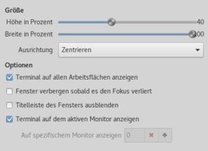 Abbildung 4: Das aus der oberen Leiste ausklappende Tilix lässt sich gut an eigene Vorlieben anpassen.