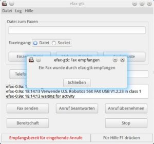 Abbildung 5: Der Faxempfang klappt mit Efax-gtk ebenso einfach wie der Versand. 