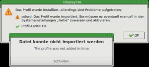 Abbildung 10: Unter XFCE ließen sich die Farbprofile zwar nicht automatisch installieren, wohl aber manuell einbinden.