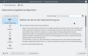 Abbildung 3: Kup beherrscht Backups mit Versionsverwaltung (Voreinstellung) und einfache Sicherungen.
