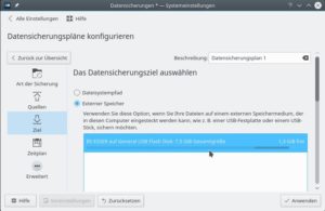 Abbildung 5: Wo soll Kup sichern? Wählen Sie einen angeschlossenen Datenträger aus.