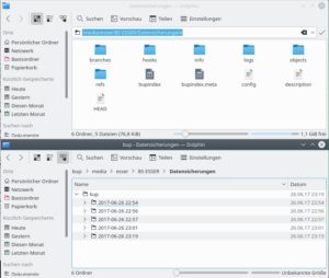 Abbildung 10: Für eine vollständige Rücksicherung nutzen Sie nach dem Aufsetzen eines neuen Linux-Systems das "bup"-Protokoll (unten).