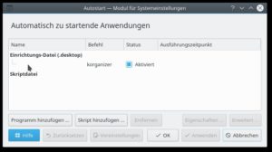 Abbildung 18: Die schwarze Schriftfarbe der Schaltkn&ouml;pfe signalisiert die Bereitschaft zum Hinzuf&uuml;gen von Programmen und Skripten in den Autostart. 