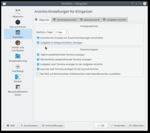 Abbildung 9: Die Grundeinstellung zum Anzeigen der Aufgabenkategoriefarben muss aktiviert werden. 
