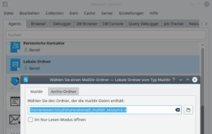Abbildung 4: Die "Akonadi Console" zeigt den Pfad zum Ordner an, in dem KMail die heruntergeladenen E-Mails speichert.