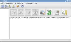 Abbildung 1: Nach dem ersten Aufruf sieht das KiCAD-Programmfenster noch recht leer aus.