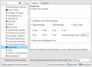 Abbildung 3: Calibre verwandelt RSS-Feeds automatisch in E-Books, die sich dann bequem offline lesen lassen.