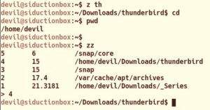 Abbildung 4: Bei Fasd w&auml;hlen Sie mit <code>z</code> und wenigen Zeichen das gew&uuml;nschte Verzeichnis. Mit <code>zz</code> w&auml;hlen Sie aus der Datenbank. 