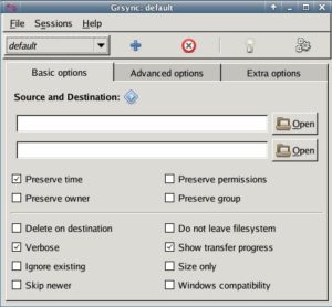 Abbildung 6: Das kleine Tool Grsync synchronisiert mit wenigen Mausklicks Ihre Daten. Als Unterbau verwendet es die bekannte Sync-Software Rsync.