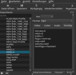 Abbildung 7: Wie hier in Shotcut m&uuml;ssen Sie auch an einigen Stellen in Kdenlive die gew&uuml;nschten Parameter in der MLT-Notation hinterlegen. 