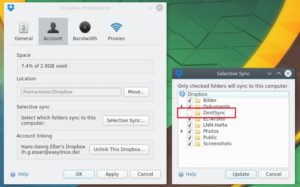 Abbildung 2: Richten Sie in der Dropbox-Konfiguration einen Ordner ein, der nicht automatisch synchronisiert wird.