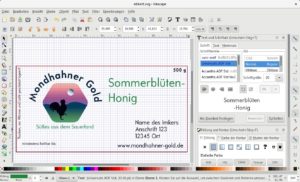 Abbildung 4: Fertig ist das Etikett für den Sommerblüten-Honig. Im letzten Arbeitsschritt exportieren Sie die Datei ins PDF-Format.