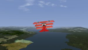 Abbildung 16: Wer vom Flughafen Oslo Gardermoen aufsteigt, st&ouml;&szlig;t bald auf die atemberaubend sch&ouml;nen norwegischen Fjorde, hier im Fokker-Dreidecker aus dem ersten Weltkrieg. 