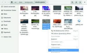 Abbildung 2: Bei Gnome suchen Sie Wallpapers im Dateimanager und richten sie dann als Hintergrundbild ein. 
