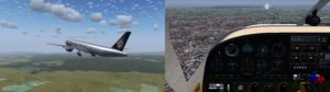Abbildung 15: Inzwischen rendert FlightGear St&auml;dte und Landschaften so ansprechend, dass ein Blick auf den Bildschirm (fast) wie ein Blick aus dem Flugzeugfenster aussieht. 