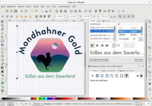 Abbildung 2: So sieht das fertige Logo für das Etikett aus. Es ist aus vier einzelnen Objekten zusammengesetzt.