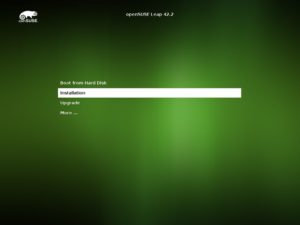 Abbildung 7: Wenn Sie OpenSuse Leap 42.2 vom Installationsmedium auf einem System mit UEFI starten, erscheint dieses Men&uuml;. 