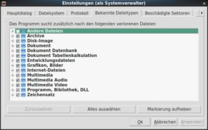 Abbildung 4: Durch das Deaktivieren von Dateiformaten lässt sich die Suche erheblich beschleunigen.