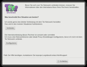Abbildung 20: Heimanwender, die nicht aus einem Firmennetzwerk auf das Internet zugreifen, brauchen blo&szlig; auf "Verbinden" zu klicken. Nach wenigen Sekunden startet der f&uuml;r das Surfen mit Tor eingerichtete Browser Firefox. 