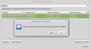 Abbildung 2: Über die Thunderbird-Einstellungen werden Sie einzelne oder alle gespeicherten Passwörter los.