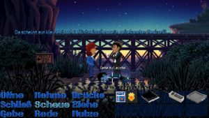 Abbildung 1: Thimbleweed Park spielt im Jahr 1987, in dem Mobiltelefone noch einer Hantel &auml;hnelten. In ihren Notizb&uuml;chern merken sich Ray und Reyes zudem die anstehenden Aufgaben. 