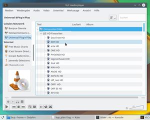 Abbildung 3: VLC zeigt eine Liste der via Sat2IP verf&uuml;gbaren TV-Sender an. 