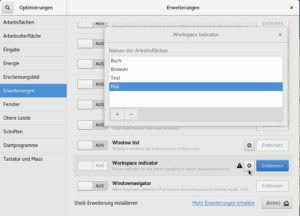 Abbildung 1: Sie können den virtuellen Arbeitsflächen Namen geben, die mehr über die dort laufenden Programme verraten.