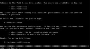 Abbildung 1: Der Willkommensgruß von Void Linux findet im Terminal statt, sofern das Image keinen Desktop mitbringt.