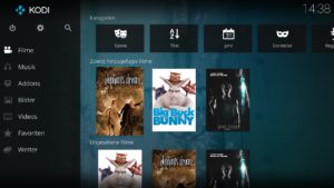 Abbildung 2: Per HDMI an einem Fernseher angeschlossen, empfängt der Homie den Benutzer mit der Mediacenter-Software Kodi.