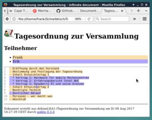 Abbildung 3: Das als HTML exportierte, zuvor gemeinsam erstellte Gobby-Dokument. 