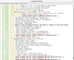 Abbildung 3: Der Aufbau einer Netzwerkverbindung via WLAN gestaltete sich im Test schwierig: Mehrere WLAN-Dongles lie&szlig;en sich mangels Firmware nicht in Betrieb nehmen. 