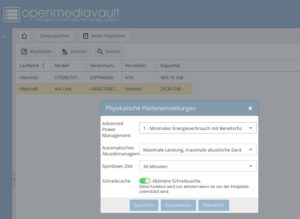 Abbildung 4: Beim Einrichten der Festplatte erlaubt OMV f&uuml;r jeden Datentr&auml;ger eigene Einstellungen. 