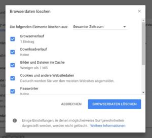 Abbildung 4: Vom Browser angeh&auml;ufte Daten lassen sich bei Iron mit Bordmitteln nur von Hand l&ouml;schen. 