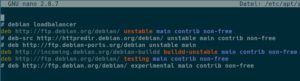 Abbildung 5: Mit dem Befehl <code>apt edit-sources debian.list</code> öffnet das Tool die angegebene Datei für manuelle Änderungen im Standardeditor.