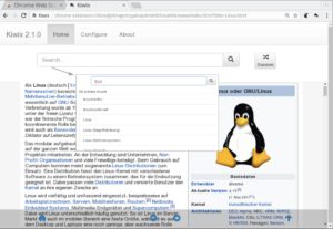 Abbildung 5: Auch die neue Browser-Erweiterung von Kiwix bringt eine Suche mit, die allerdings nur Seitentitel findet, nicht jedoch Schlagwörter im Text.