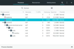 Abbildung 5: Die schicke Optik fordert ihren Preis: Je nach Komplexität des gewählten Hintergrunds belegt Komorebi reichlich RAM und CPU-Zeit.