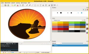 Abbildung 8: Gemeinsam Bilder und Grafiken zu bearbeiten, gelingt in Drawpile problemlos. Allerdings steht die Software nur als AppImage bereit. 