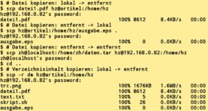 Abbildung 8: Mit dem Befehl Scp übertragen Sie Dateien zwischen zwei Rechnern, bei Bedarf sogar zwischen zwei Remote-Systemen.