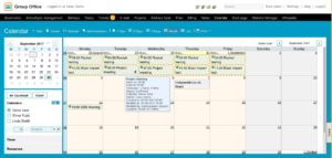 Abbildung 12: In Group-Office besteht die M&ouml;glichkeit, einzelne Informationen mit anderen zu verkn&uuml;pfen, wie hier aus dem Kalender. 