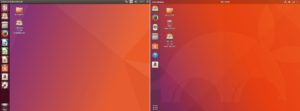 Abbildung 1: Nach sieben Jahren mit Unity (links) wechselt Ubuntu 17.10 wieder zu Gnome (rechts) als Standard-Desktop. Dank angepasster Voreinstellungen merken Sie kaum etwas davon.